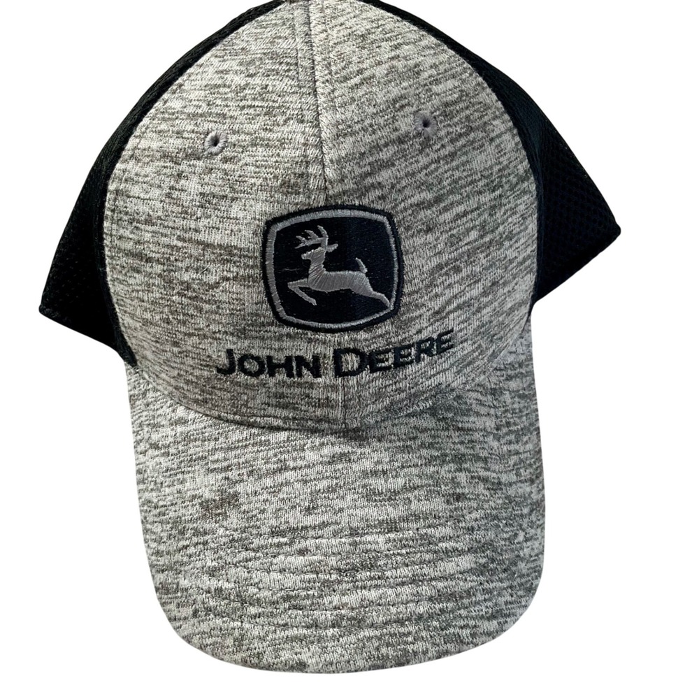 John Deere Mens Heather Mesh Trucker Hat Memory Fit Logo Cap OSFM Stretch Ball